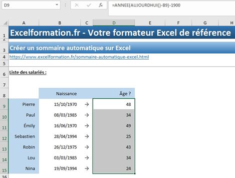 Excel formation - Dates05 Calcule d'age et d ancienneté sur Excel - 12