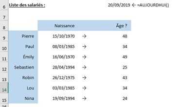 Excel formation - Dates05 Calcule d'age et d ancienneté sur Excel - 13