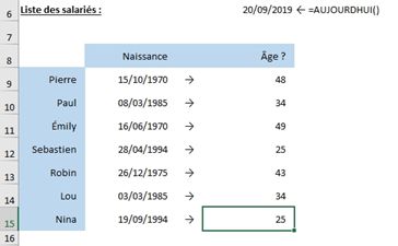 Excel formation - Dates05 Calcule d'age et d ancienneté sur Excel - 16