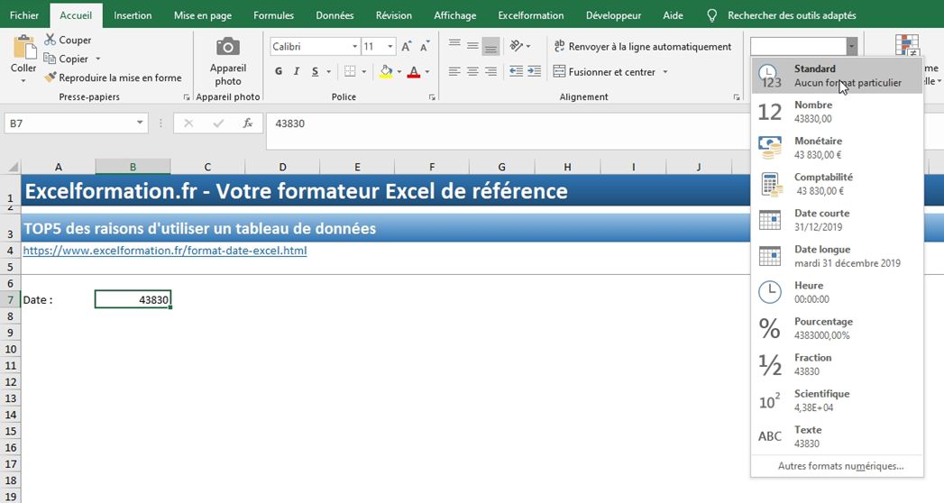 Excel formation - Dates04 Changer format date - 02