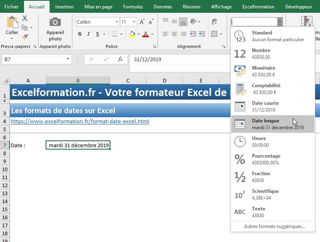 Excel formation - Dates04 Changer format date - 04