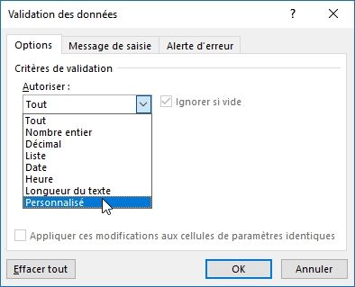 Excel formation - 018 Contrôler saisie sans macro - 04