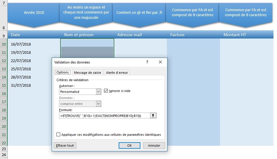 Excel formation - 018 Contrôler saisie sans macro - 10