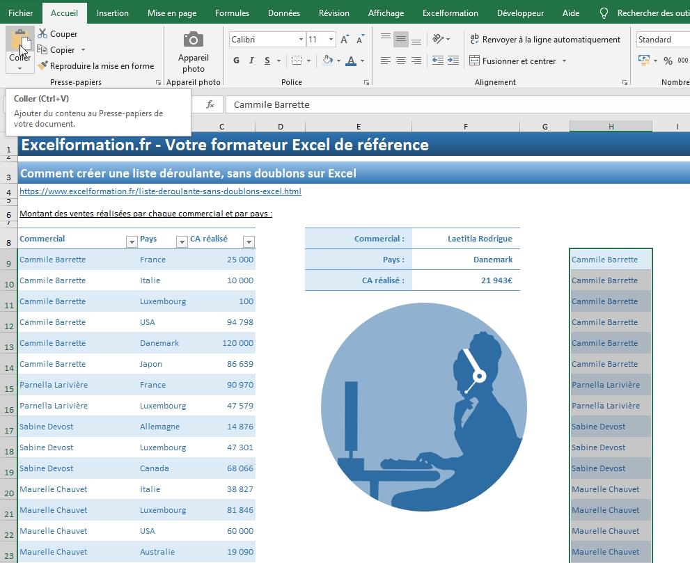 Excel formation - 034 Liste déroulante sans doublons - 07