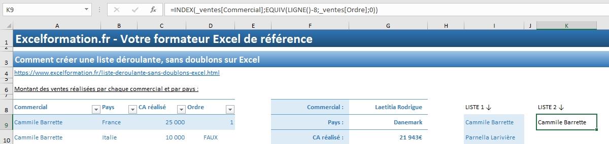 Excel formation - 034 Liste déroulante sans doublons - 19