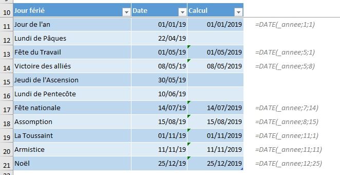 Excel formation - 037 Calcul de jours fériés - 03