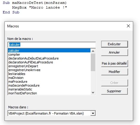 Excel formation - VBA08 lancer procédure - 04