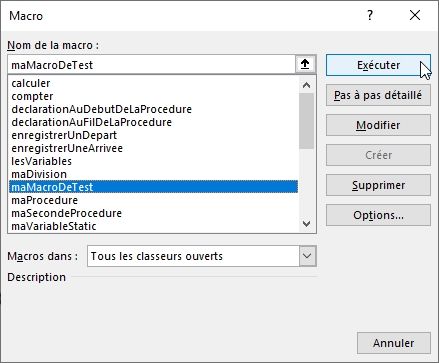 Excel formation - VBA08 lancer procédure - 10