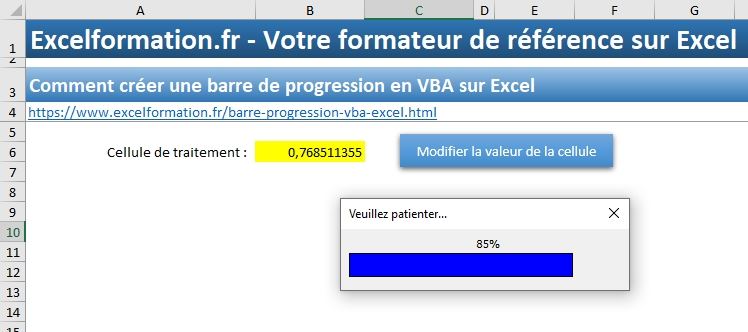 Excel formation - 038 Créer une barre de progression VBA - 16