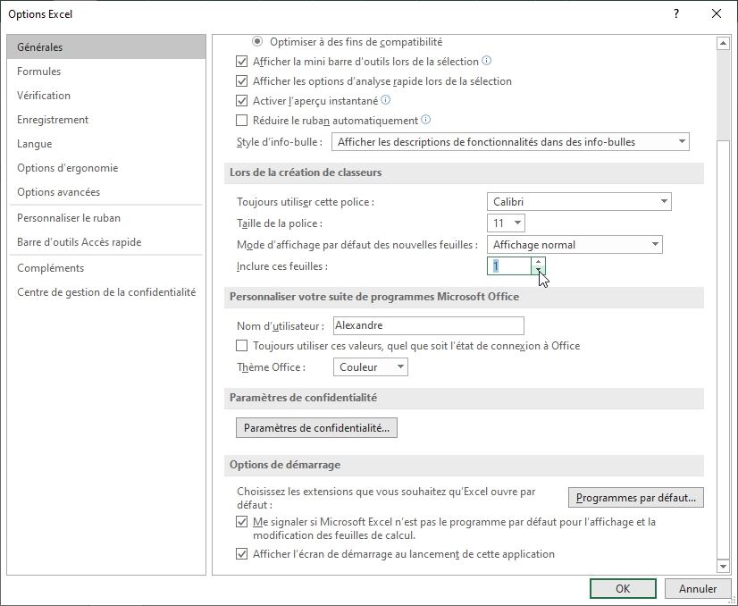 Excel formation - 039 Modifier nombre de feuilles par défaut - 10