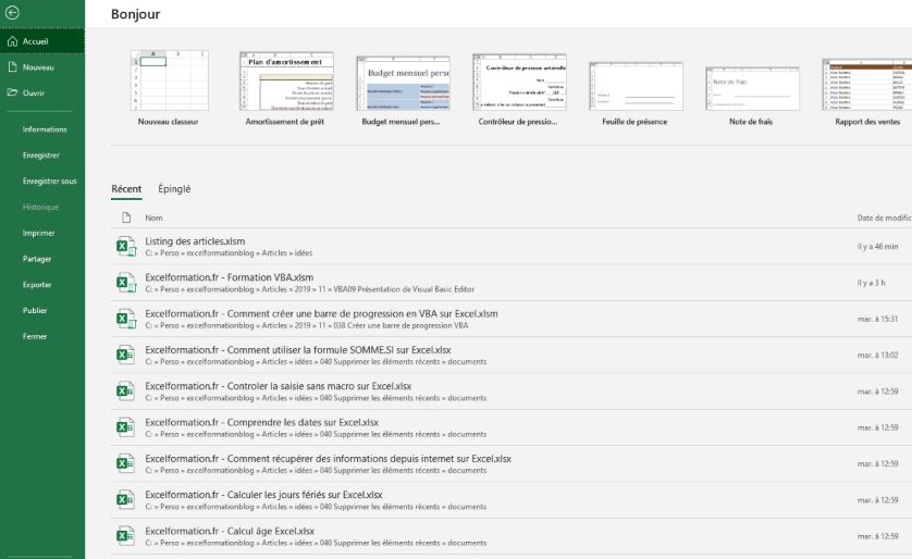 Excel formation - 040 Supprimer les éléments récents - 01