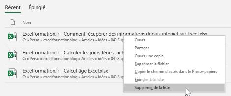 Excel formation - 040 Supprimer les éléments récents - 06