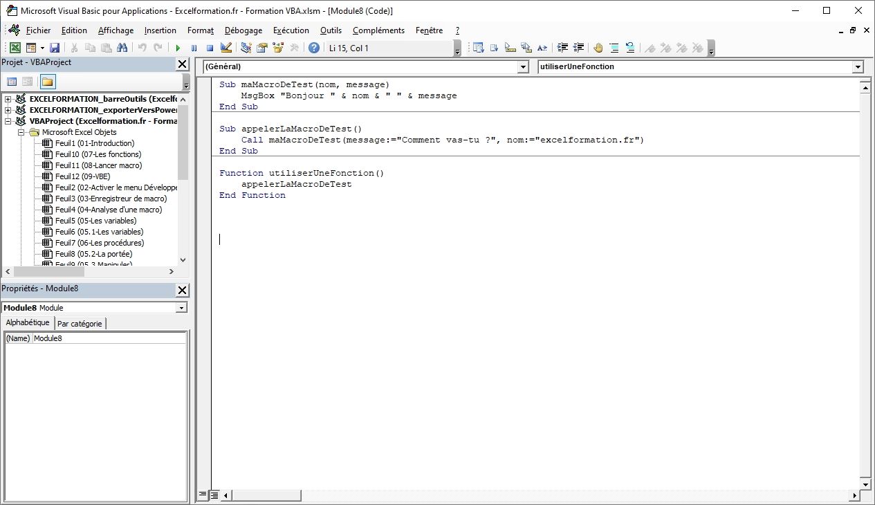 Excel formation - VBA09 Présentation de Visual Basic Editor - 01