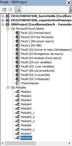 Excel formation - VBA09 Présentation de Visual Basic Editor - 09
