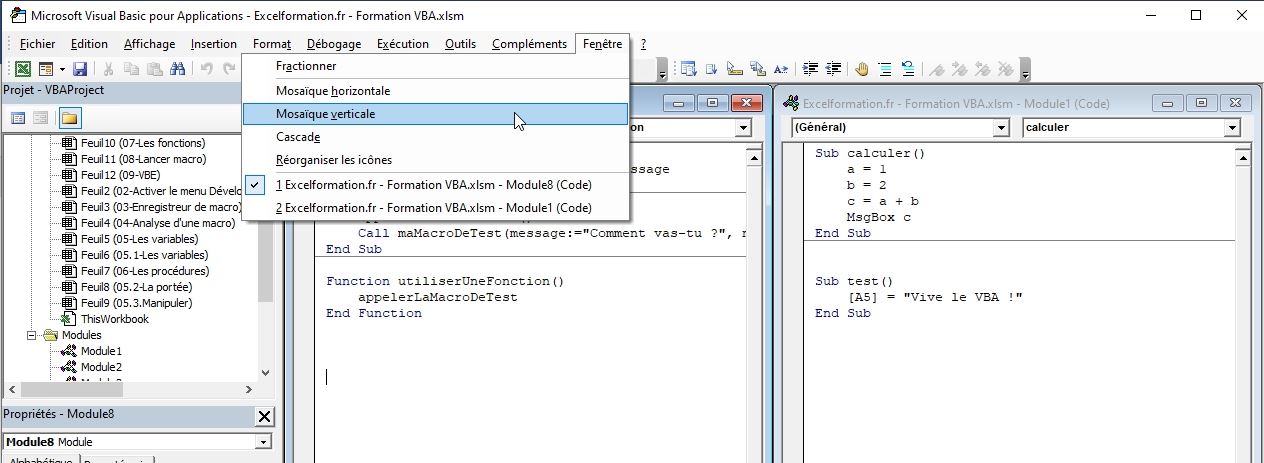 Excel formation - VBA09 Présentation de Visual Basic Editor - 15