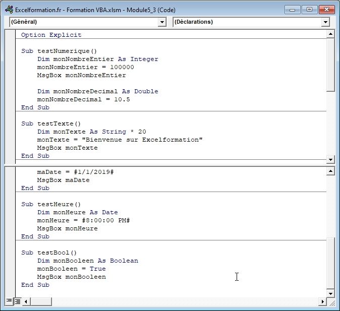 Excel formation - VBA09 Présentation de Visual Basic Editor - 16