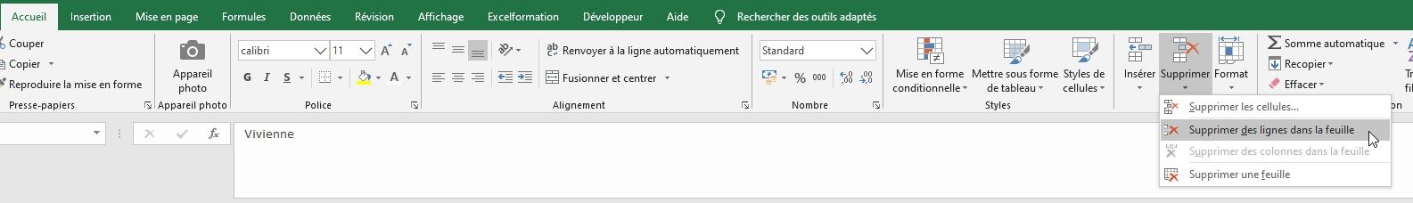 Excel formation - Comment ajouter ou supprimer des lignes - 13