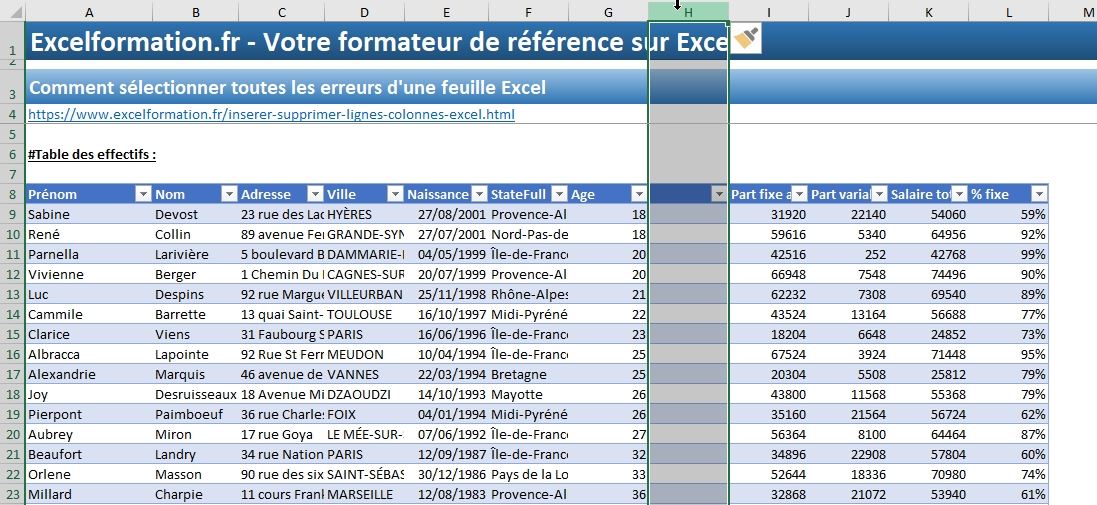 Excel formation - Comment ajouter ou supprimer des lignes - 16