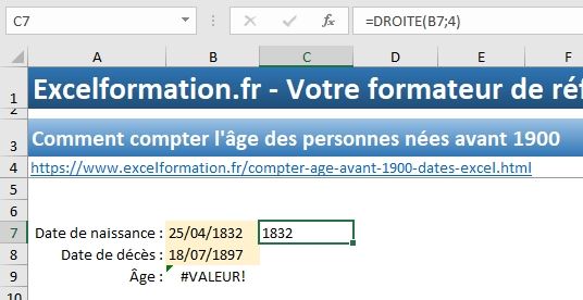 Excel formation - Compter les âges avant 1900 - 05