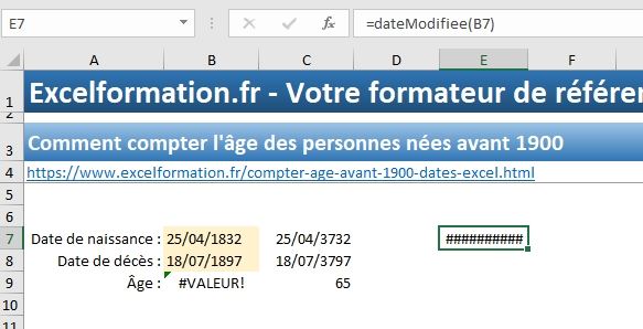 Excel formation - Compter les âges avant 1900 - 09