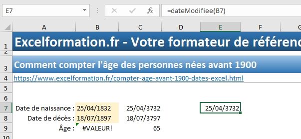 Excel formation - Compter les âges avant 1900 - 10