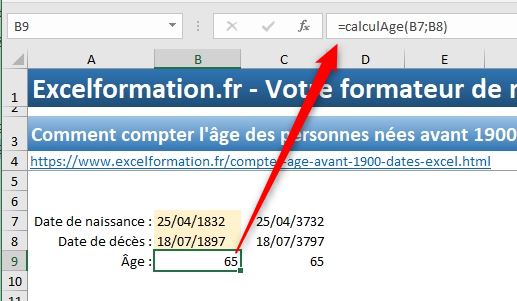 Excel formation - Compter les âges avant 1900 - 11