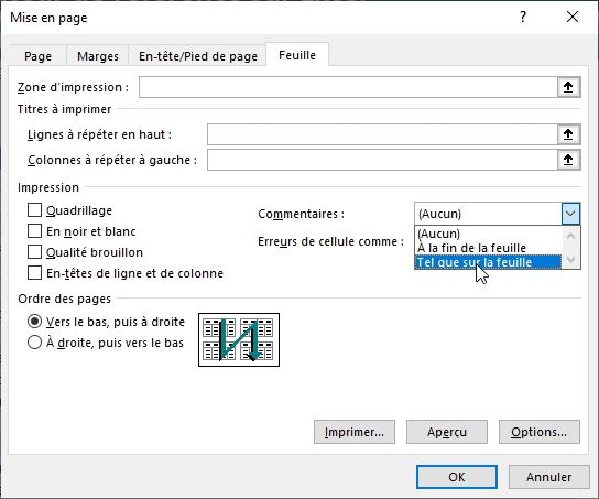 Excel formation - Comment imprimer les commentaires Excel - 04
