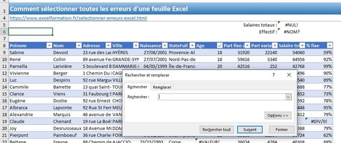 Excel formation - Comment sélectionner toutes les erreurs - 01