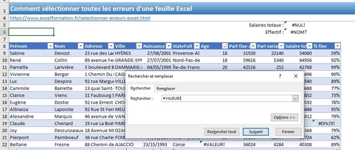 Excel formation - Comment sélectionner toutes les erreurs - 02