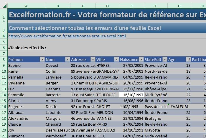 Excel formation - Comment sélectionner toutes les erreurs - 07