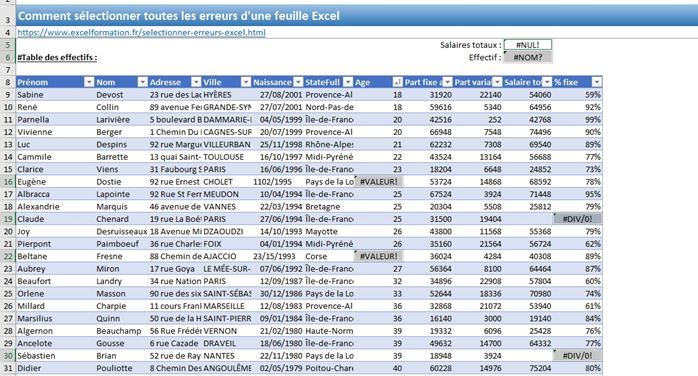 Excel formation - Comment sélectionner toutes les erreurs - 11