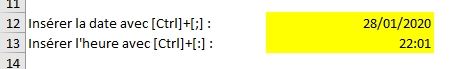 Excel formation - date et heure rapide - 16