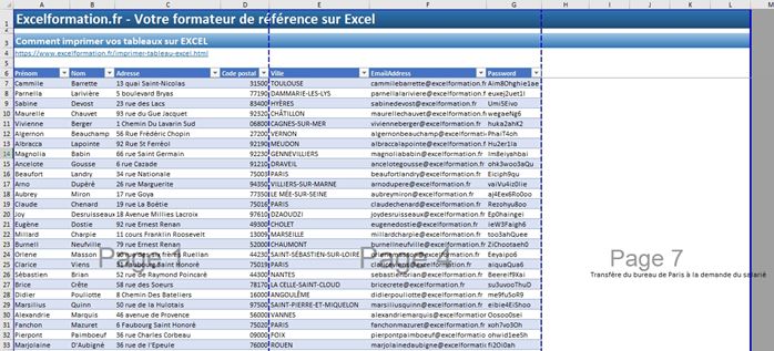 Excel formation - Imprimer un tableau Excel - 04