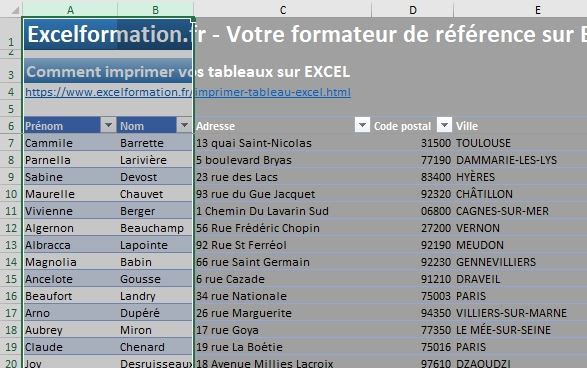 Excel formation - Imprimer un tableau Excel - 08