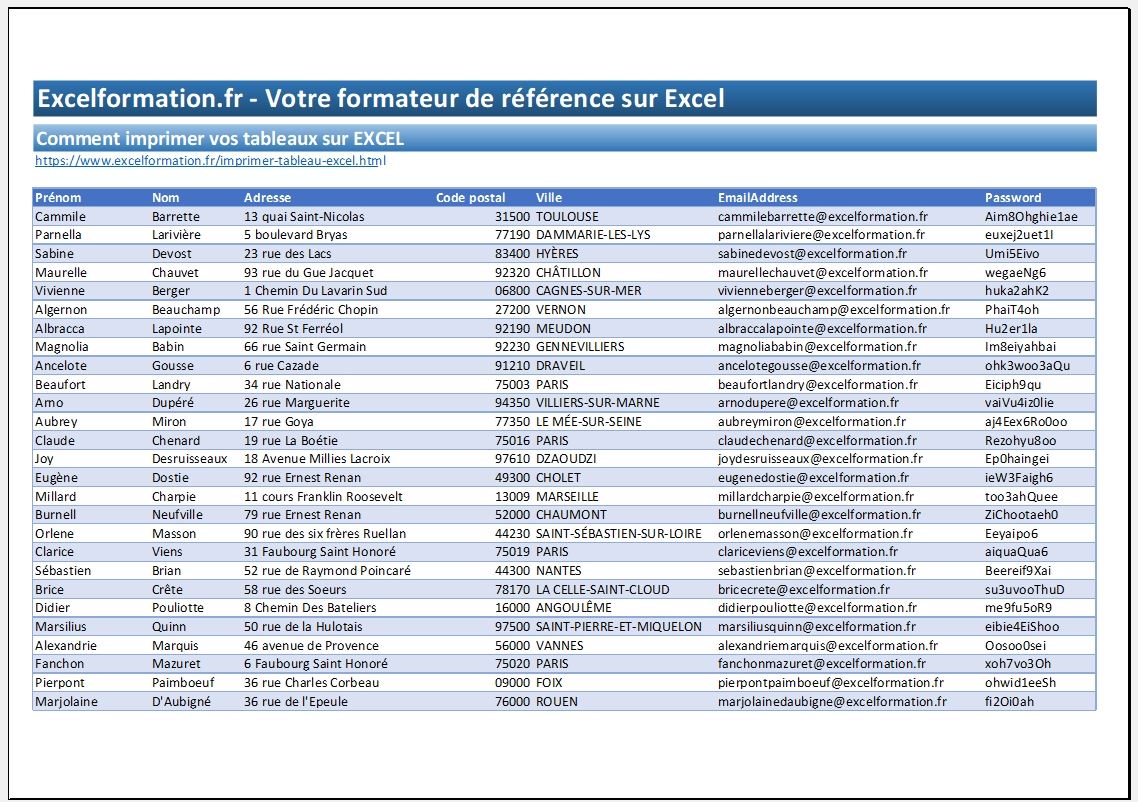 Excel formation - Imprimer un tableau Excel - 19