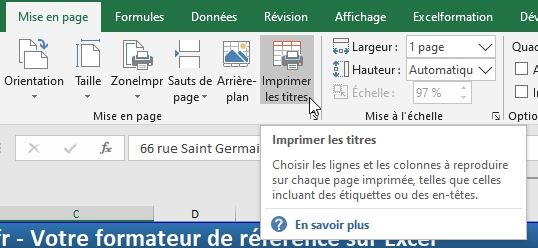 Excel formation - Imprimer un tableau Excel - 21