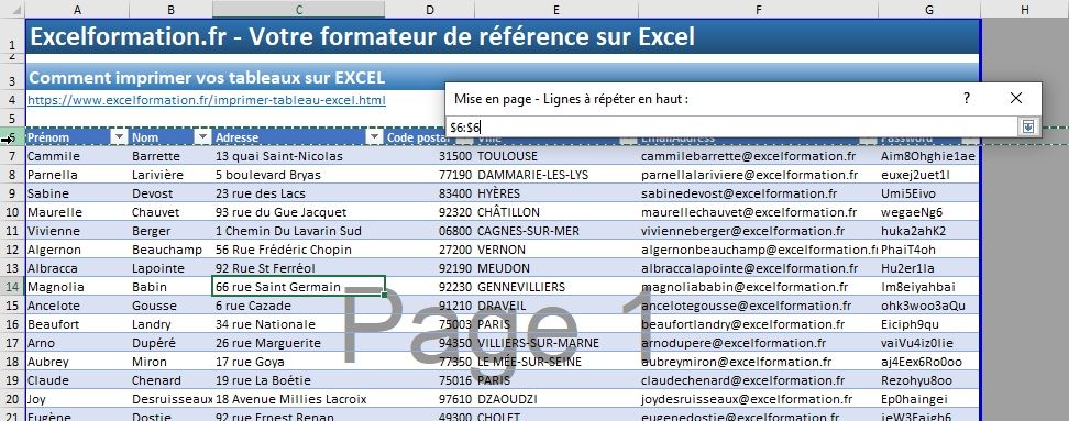 Excel formation - Imprimer un tableau Excel - 23
