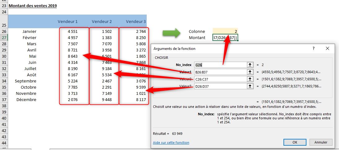 Excel formation - la fonction CHOISIR - 08