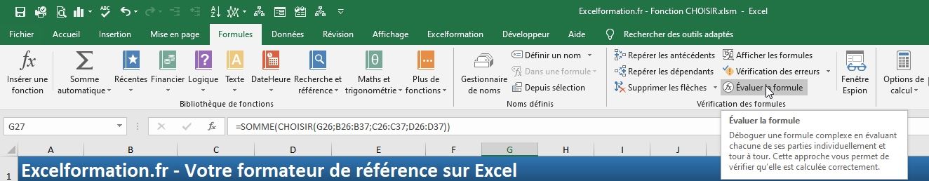 Excel formation - la fonction CHOISIR - 09