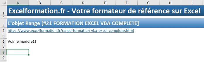 Excel formation - VBA21 - objet Range - 01