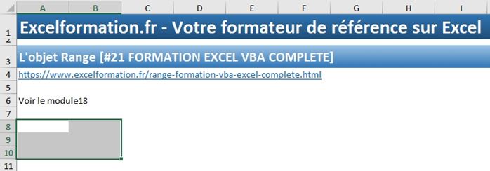 Excel formation - VBA21 - objet Range - 02