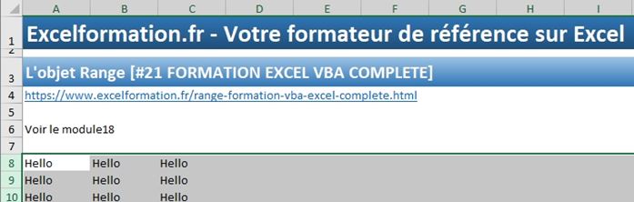 Excel formation - VBA21 - objet Range - 09