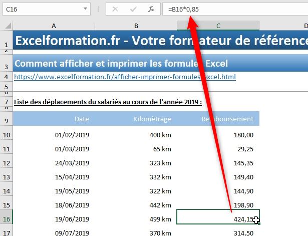 Excel formation - Afficher les formules Excel - 03