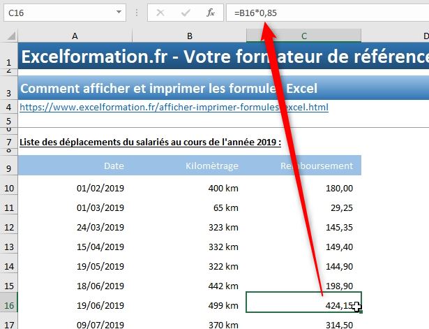 Excel formation - Afficher les formules Excel - 03