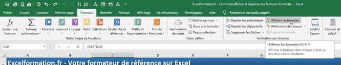 Excel formation - Afficher les formules Excel - 10