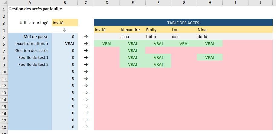 Excel formation - Authentifier utilisateurs - 02