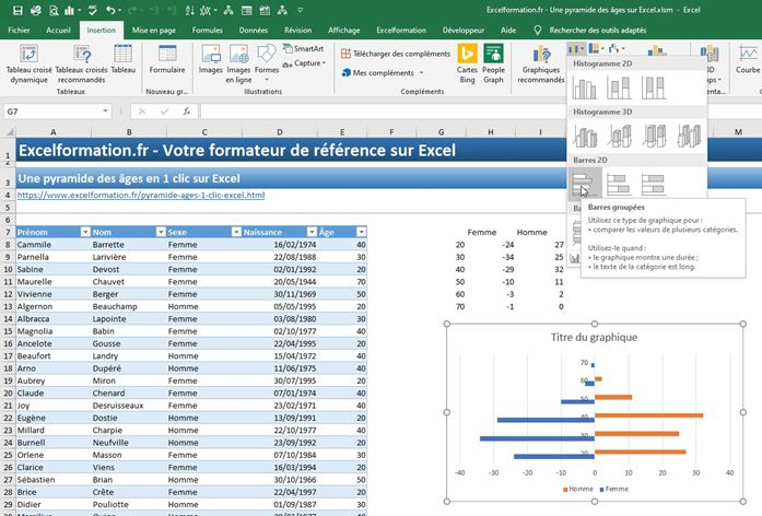 Excel formation - pyramide des âges - 07