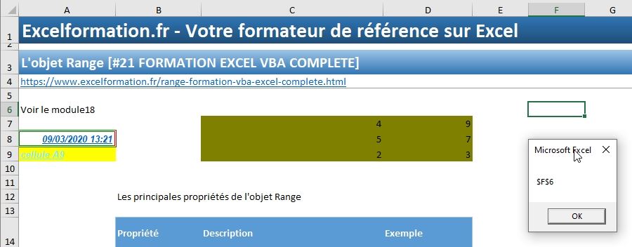 Excel formation - VBA21 - objet Range - 07