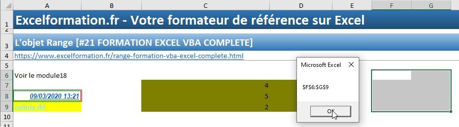 Excel formation - VBA21 - objet Range - 08