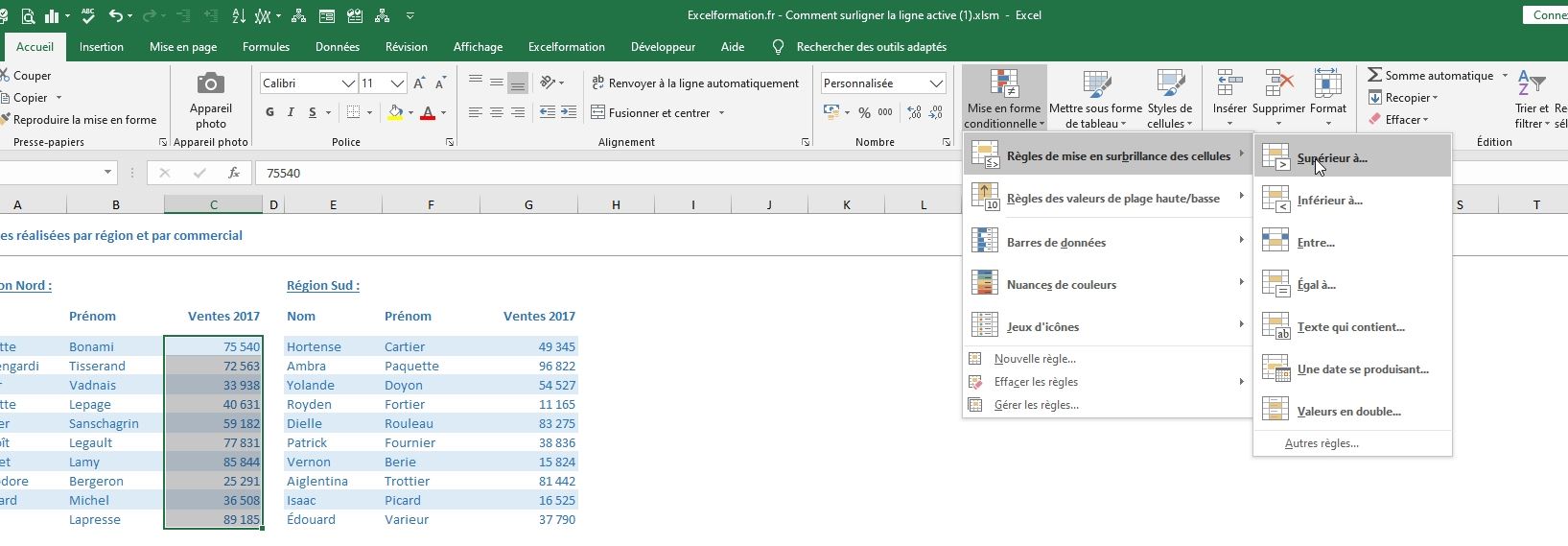 Excel formation - Ajouter une mfc en vba - 01